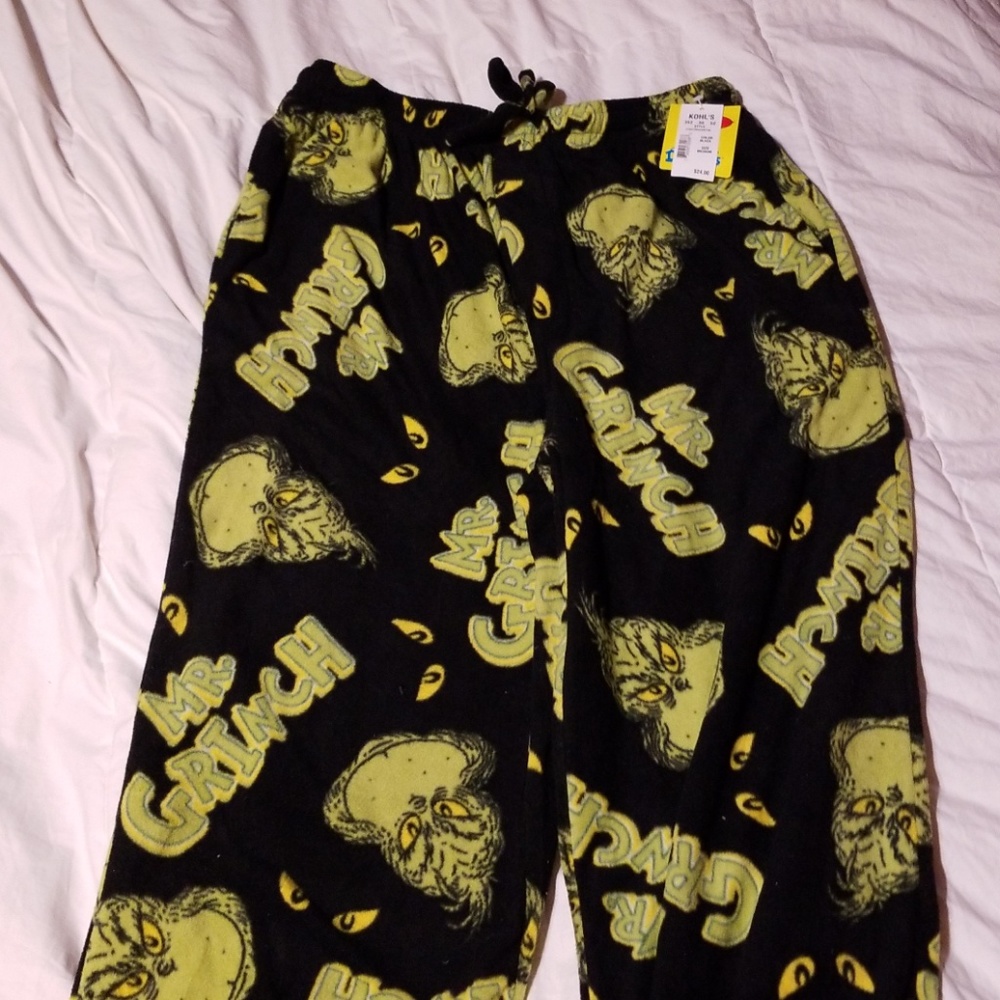 Grinch fuzzy black pajama pants